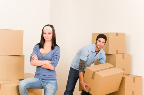 Packed household items prepared for storage and relocation