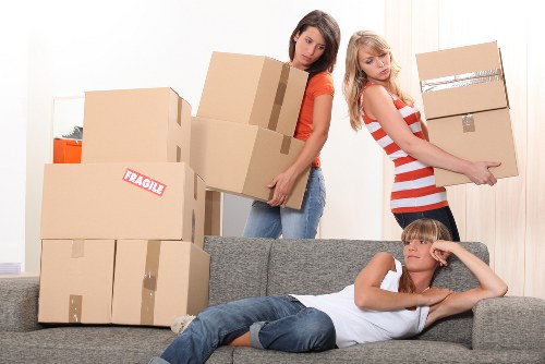Moving boxes and furniture ready for a flat removal in Fortisgreen